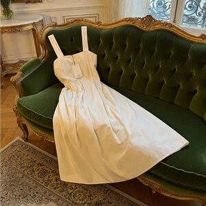 Line@Moda Italian Dream Cream Italy Ivory Cotton Maxi Sleeveless Dress S NWT